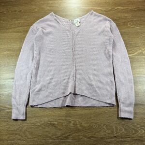 Ruby Moon Anthropologie Women's XS Mauve Ribbed Knit V-Neck Sweater Soft Cozy